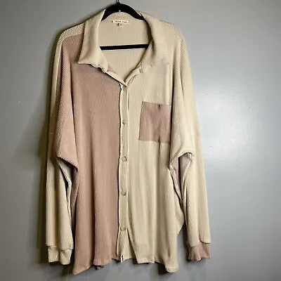 Spice Rose Collared Button-Up Shirt Women’s Size 3X Colorblock Soft Stretch • $16.95
