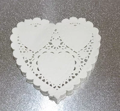 4  Heart Off White Ivory Paper Doilies 10cm Wedding Craft Scrapbooking  • $7.70