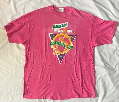 1993 Gatorade Kona HI 15th Anniversary Ironman Triathlon Kokua Pink T-Shirt XL • $9.99