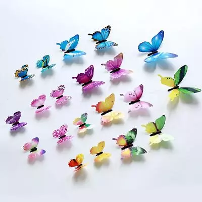 $2.60 • Buy 12 X 3D Luminous Butterfly Wall Stickers Home Decor Sticker Bedroom Kid NEW