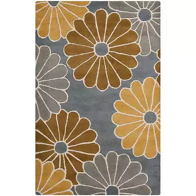 Soho Deven Floral Wool Area Rug Grey/Yellow 2' X 3' • $30.40