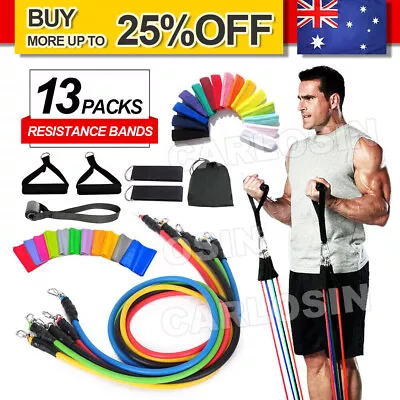 13Pcs Set Resistance Bands Workout Exercise Yoga Fitness Training Tubes • $13.85