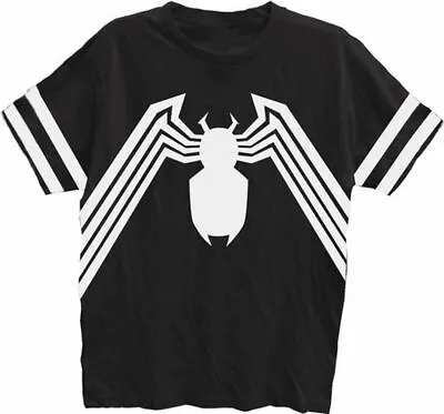 Adult Men's Marvel Comics Spider-Man Venom Striped Sleeves Black T-Shirt Tee • $12.95