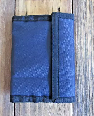 Vintage 1980s Blue Bifold Nylon Wallet Hook & Loop Made In Taiwan ROC EUC! • $11.99