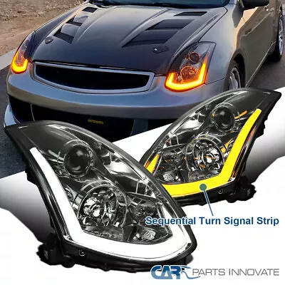 Fit 2003-2007 Infiniti G35 Coupe Sequential LED Signal Projector Headlight Smoke • $339.25