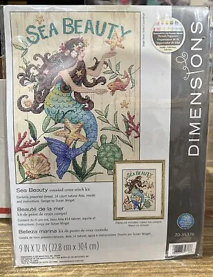 NIP Dimensions Cross Stitch Kit Sea Beauty Mermaid Fish Turtle Shell 9x12” NIP • $19.99