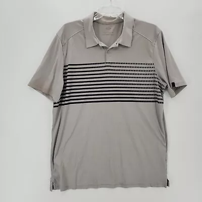 Oakley Polo Shirt Mens Large Gray Striped Short Sleeve Golf Polyester • $1