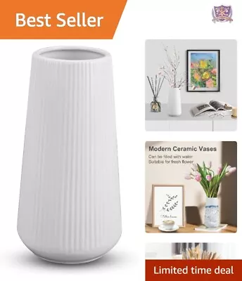 Modern Multi-Purpose Ceramic Vase - Wide Mouth - 4.13 L X 2.95 W X 7.72 H • $16.12