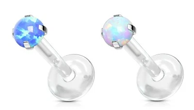 £2.99 • Buy Bioflex - Lip / Monroe / Tragus - 3mm 4mm Opal Stone - 6mm 8mm 10mm Length