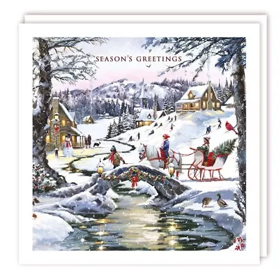 Charity Christmas Cards 5 Festive Village In The Snow – Rainbow Trust Xmas Cards • £5.49