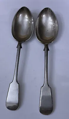 Vtg 2 D&A Daniel Arter Silver Plate 22cm Fiddle Serving Server Spoons Cutlery • £20