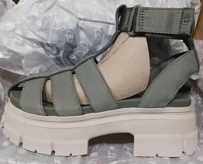 Womens UGG ASHTON STRAPPY Platform SANDAL SZ 8.5 NEW W 📦 & Documents Moss Green • $79.99