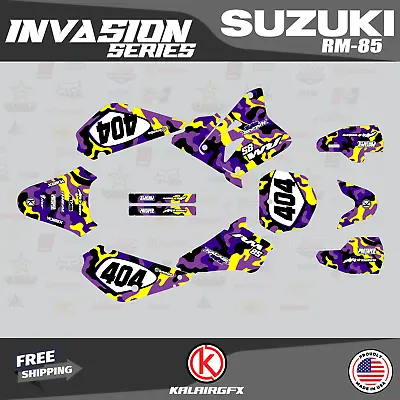 $49.99 • Buy Graphics Kit For Suzuki RM85 (2001-2023) RM 85 INVASION-purple-yellow