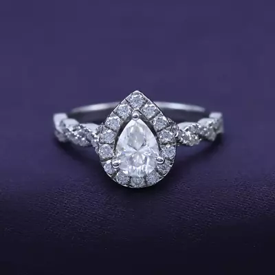 Moissanite 2Ct Pear Cut Twisted Band Engagement Ring 14k White Gold Plated • $118.83