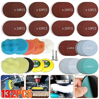 132Pcs 3inch Sanding Discs Foam Buffing Polishing Sponge Sander Buffer Pad Kit • $19.98