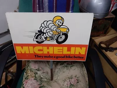 DOUBLE SIDED WOODEN   MICHELIN   SIGN 12x 17  SHOP DISPLAYADVERTISING • £220
