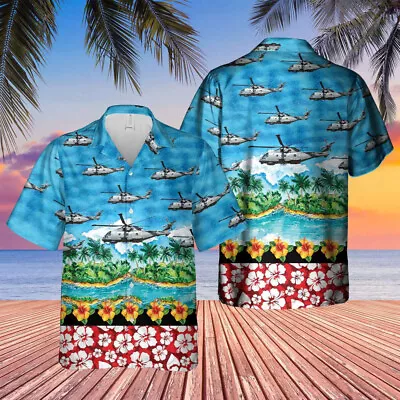 Royal Navy MERLIN HM MK2 Hawaiian Shirt HIbiscus Flower Palm Tree Aloha Shirt • $31.99