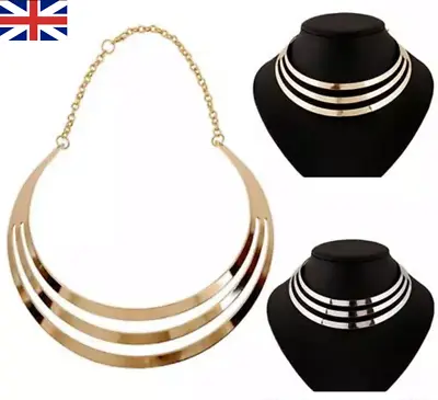 £5.49 • Buy Statement Necklace Collar Bib Gold Silver Party Jewellery Large Style UK