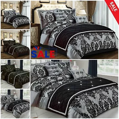 Luxury Damask Duvet Cover With Pillow Case Quilt Covers Bedding Set Double King • £22.49