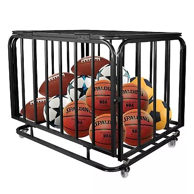 Ball Cart Rolling Storage Foldable Ball Cart W/Wheels For Indoor Outdoor Sports • $149.95