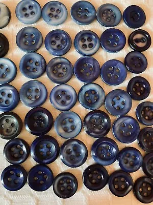 43 Vintage Blue Mother Of Pearl Buttons. 1/2'' And Smaller. Assorted. Used • $6.58