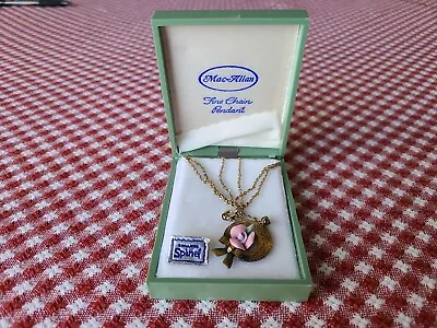 Vintage Mac-Allan Rose Fine Chain Pendant W/ Matching Earrings Simulated Spinel • $17