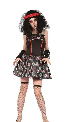 Day Of The Dead Skull Dress Adult - Ladies Costume - Perfect For Halloween • £19.99