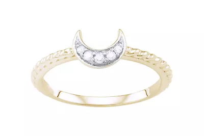 14k Yellow Gold Plated Sterling Silver Diamond Accent Half Moon Ring • $69.74