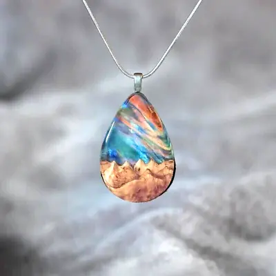 Natural Scenery Mountains Rivers Vegetation Color Handmade Water Drop Pendant • $10.98