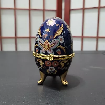 Cobalt Blue And Gold Porcelain Trinket Egg Made In England • $12