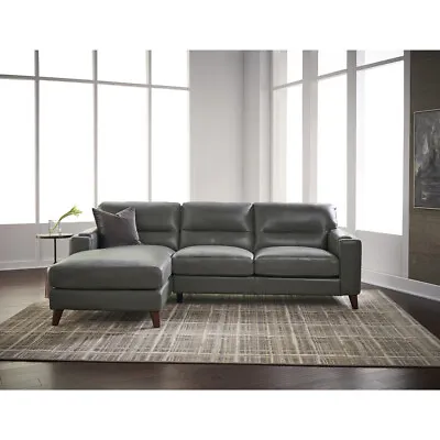Hydeline Elm Top Grain Leather Sectional Sofa With Left Chaise • $2206.99