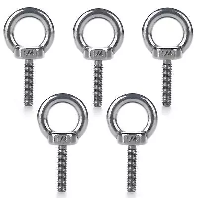 Eowpower 5 Pieces Stainless Steel 304 1/4  - 20 X 1 Inch Lifting Ring Eye Bolt • $14.19