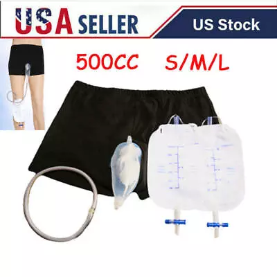 Reusable Male Urinal Leg Bag 500CC Urine Funnel Pee Holder Collector W/Shorts US • $20.28