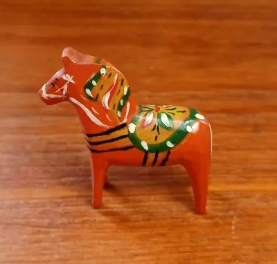 Tiny Vintage 4.1cm Akta Dalahemslojd Swedish Dala Horse Orange  • £45