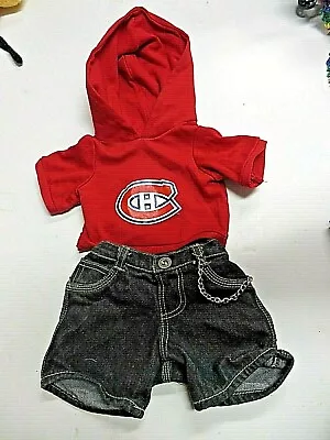 Build A Bear BABW Montreal Canadians NHL Hockey Hoodie + Black Jean Shorts Lot • $23.40