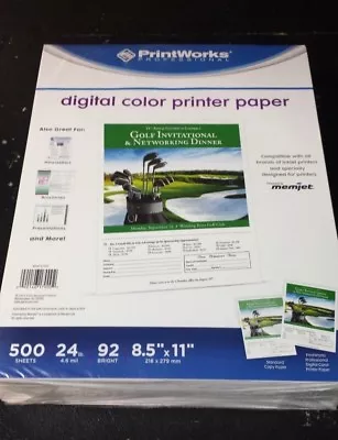 Printworks White Inkjet Paper 24lb 92 Bright 8-1/2 X 11  Ream  Made For Memjet • $12.95