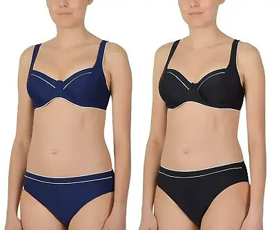 Naturana Swimwear Underwired Bikini & Bottoms Set72360 Black Or Navy • £9.99