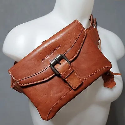 Spikes & Sparrow Brown Leather Waist Pack Belt Bag Lined Purse Adjustable Strap • $32.99