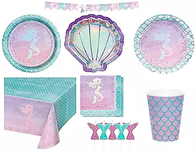 Mermaid Party Tableware Colourful Fun Sea Shine Theme Design Table Decorations • £5.45