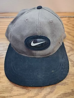 VINTAGE Nike Hat Cap Strap Back White Black Swoosh Logo Athletic • $24.99