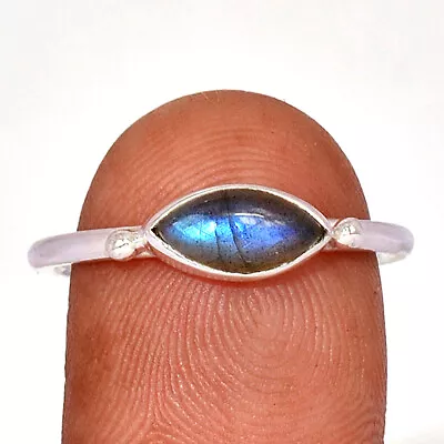 Natural Labradorite - Madagascar WQ2 Sterling Silver Ring Jewelry S.9 CR39434 • £8.70