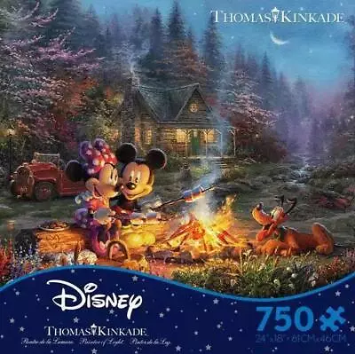 Thomas Kinkade Disney 750pc Puzzle - Mickey And Minnie Campfire • $32.95