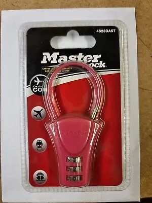 Master Lock 4623EUR DAST Pink 3 Digit Combination Lock Luggage Steel Cable • £4.98
