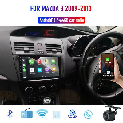 9  Wireless Carplay Android Auto Stereo Sat Nav Bt Gps For Mazda 3 2009-2013 Bl • $263.99