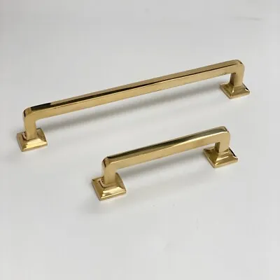 Unlacquered Brass  Eloise  Mission Style Drawer Pulls - Kitchen Cabinet Hardware • $299