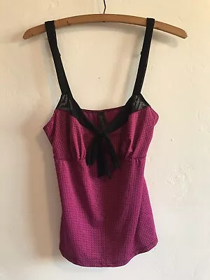 MARILYN MONROE Intimates Women's Camisole Feminine Pnk Black Bow Size Small • $10.99