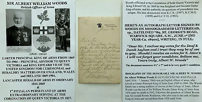 1800s Signed Asylum Letter King Of Arms CORONATION QUEEN VICTORIA & KING EDWARD • $295.89
