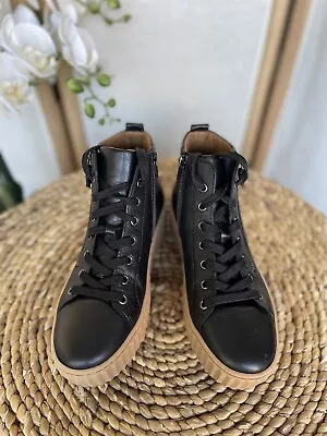 Gabor Debbie Black Leather Hi Top / Platform Boots UK 5 • £40