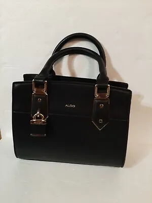 Aldo Women's Small Tote Vegan Leather Arm Bag Purse Satchel Black  EuC • $19.88
