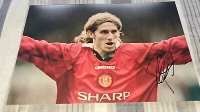 Karel Poborsky Poborski Man Utd Hand Signed 12 X 8 Photo Manchester United Coa 1 • £21.99